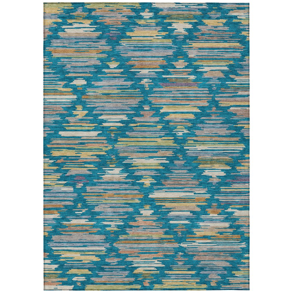 Machine Washable Indoor/Outdoor Chantille ACN2502 Teal 8' x 10' Rug. Picture 1