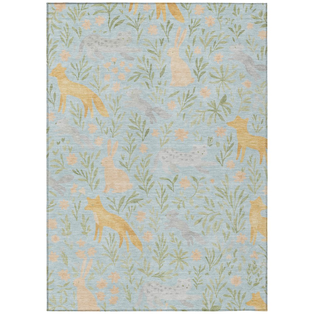 Machine Washable Indoor/Outdoor Chantille ACN2509 Blue 8' x 10' Rug. Picture 1