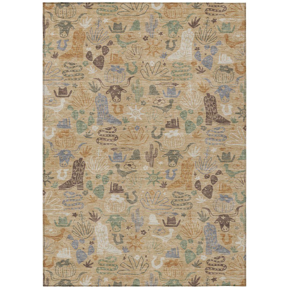 Machine Washable Indoor/Outdoor Chantille ACN2512 Gold 8' x 10' Rug. Picture 1