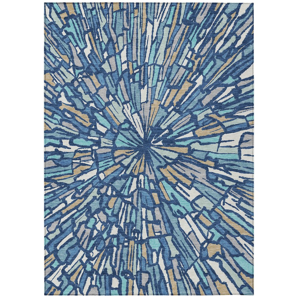 Machine Washable Indoor/Outdoor Chantille ACN2514 Blue 8' x 10' Rug. Picture 1