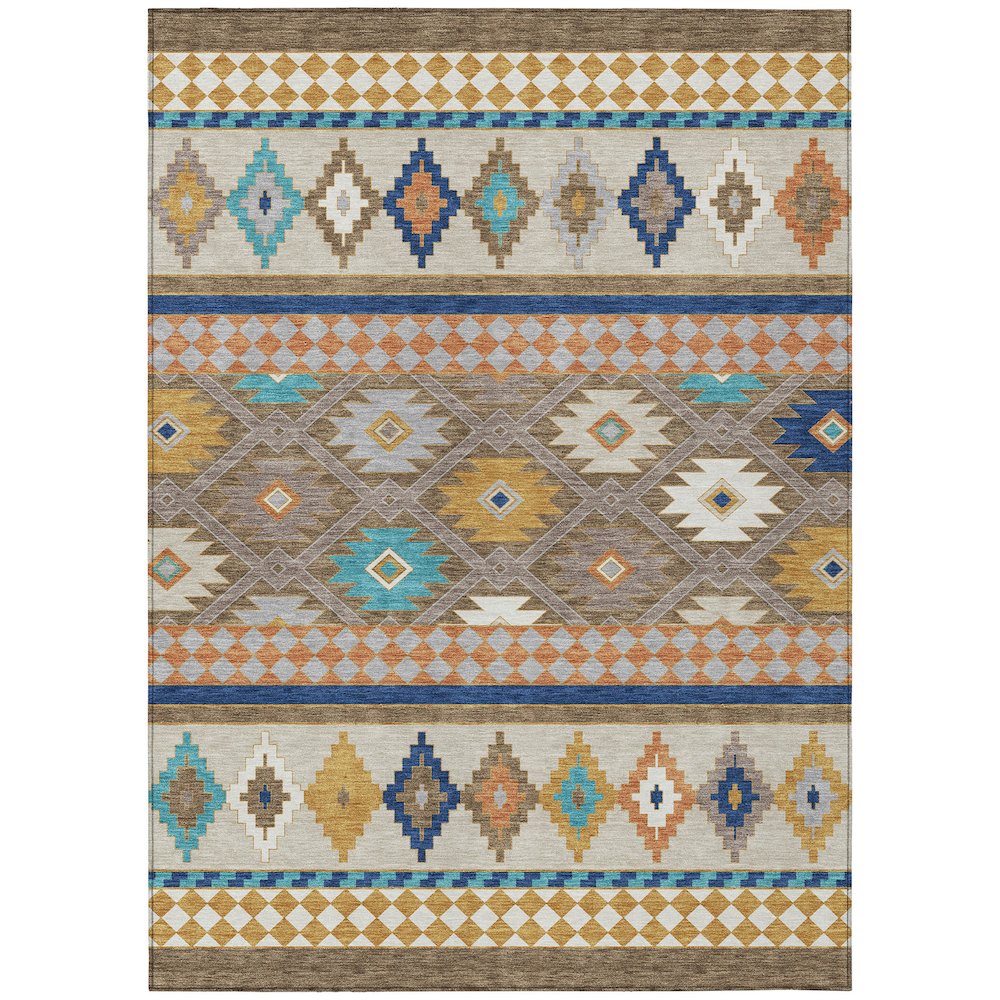 Machine Washable Indoor/Outdoor Chantille ACN2519 Brown 8' x 10' Rug. Picture 1