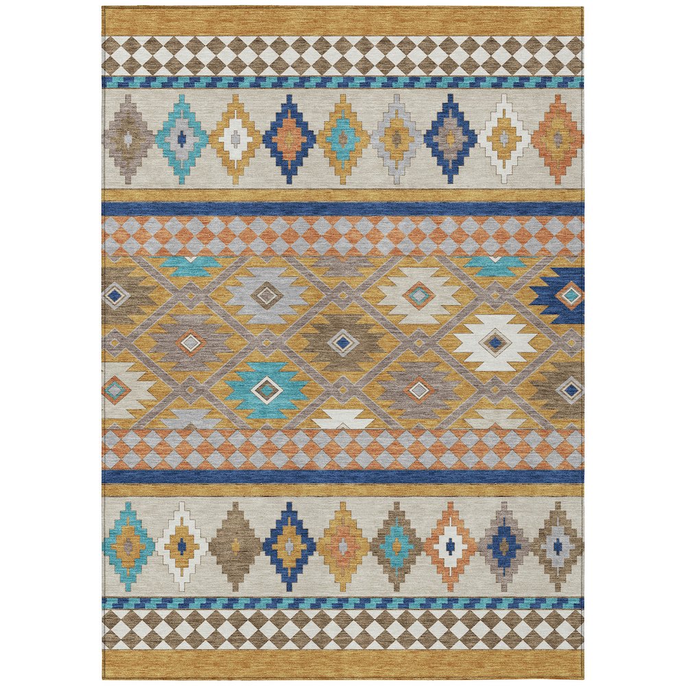 Machine Washable Indoor/Outdoor Chantille ACN2519 Gold 8' x 10' Rug. Picture 1