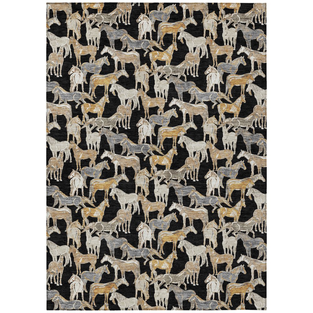 Machine Washable Indoor/Outdoor Chantille ACN2520 Black 8' x 10' Rug. Picture 1