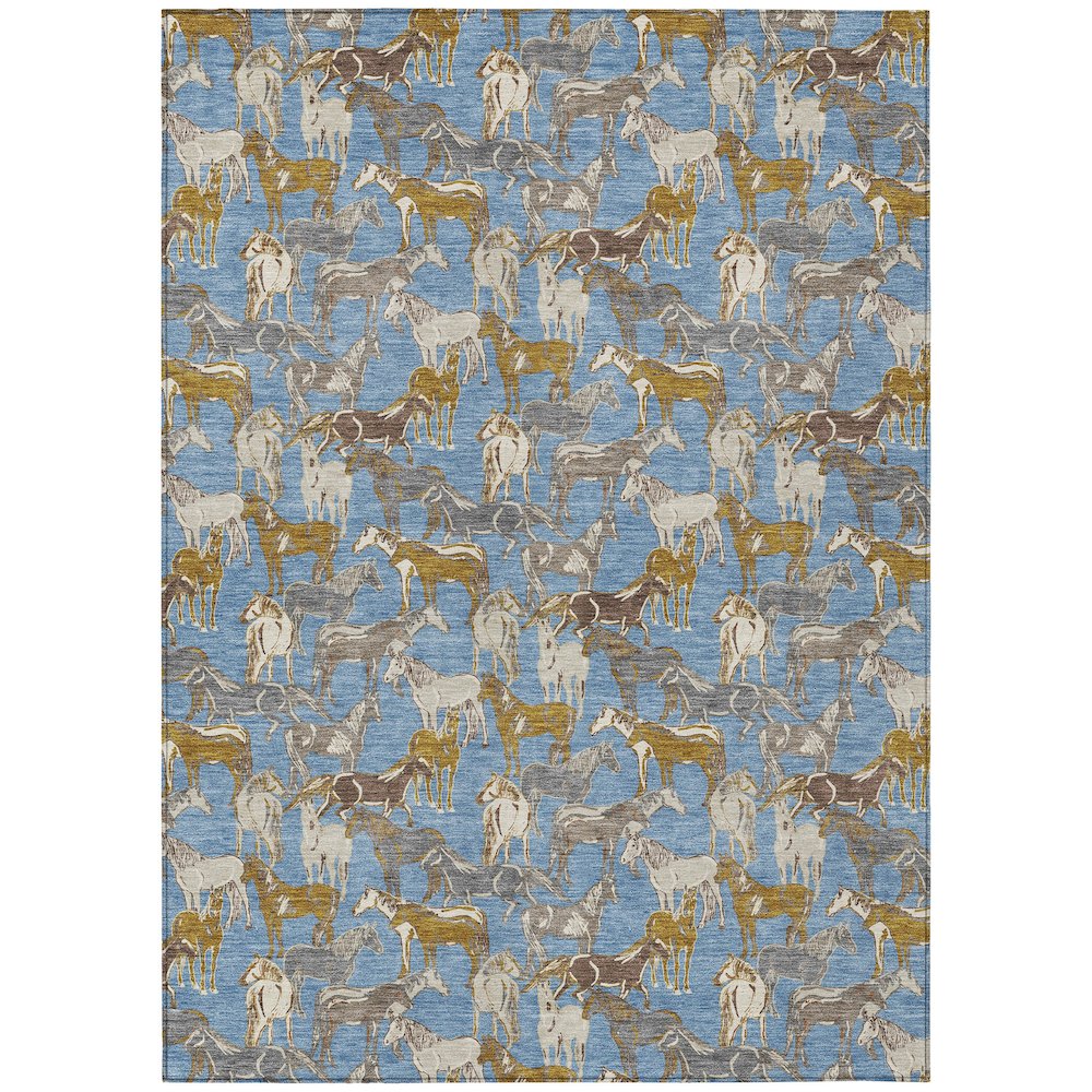 Machine Washable Indoor/Outdoor Chantille ACN2520 Blue 8' x 10' Rug. Picture 1