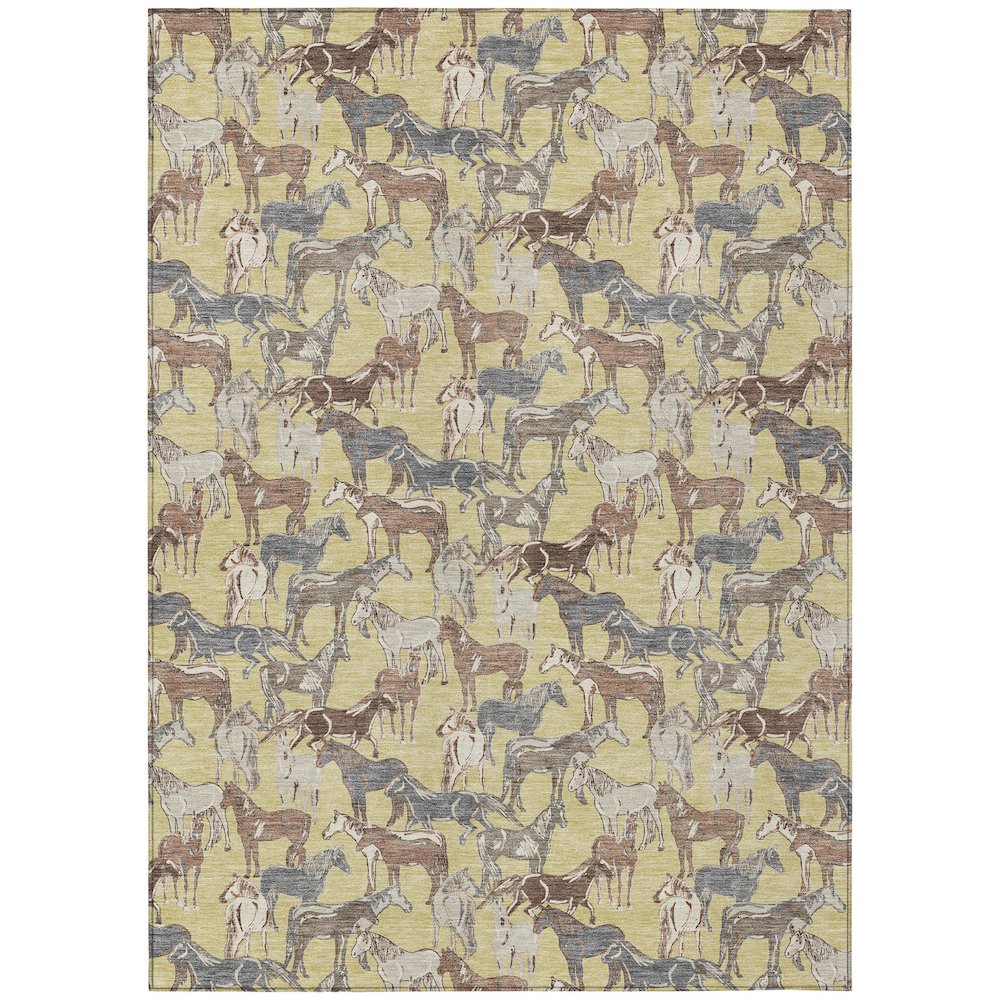 Machine Washable Indoor/Outdoor Chantille ACN2520 Gold 8' x 10' Rug. Picture 1
