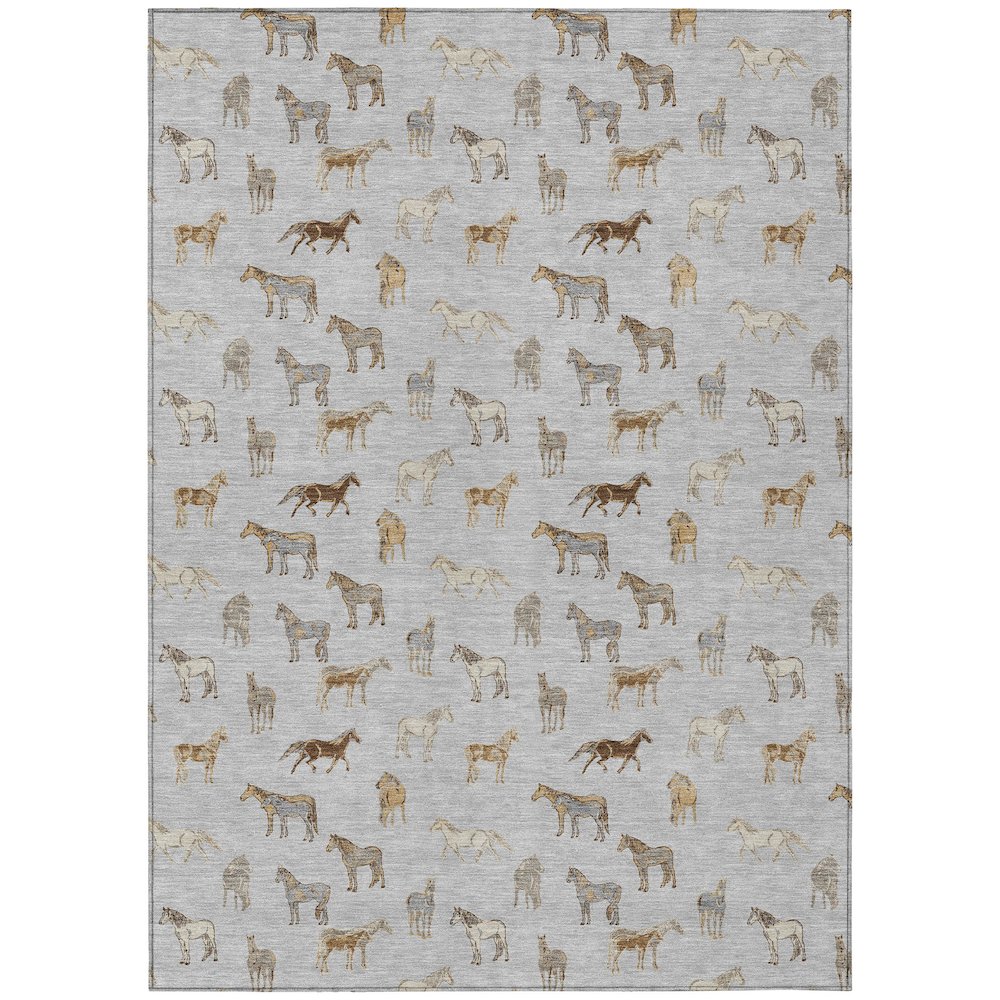 Machine Washable Indoor/Outdoor Chantille ACN2521 Gray 8' x 10' Rug. Picture 1