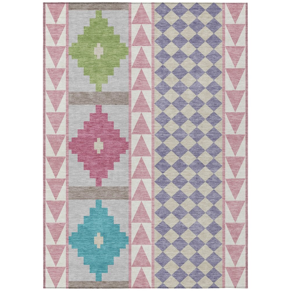 Machine Washable Indoor/Outdoor Chantille ACN2522 Pink 8' x 10' Rug. Picture 1