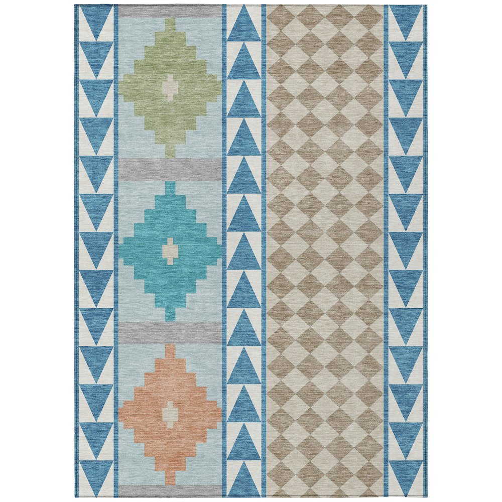 Machine Washable Indoor/Outdoor Chantille ACN2522 Teal 8' x 10' Rug. Picture 1