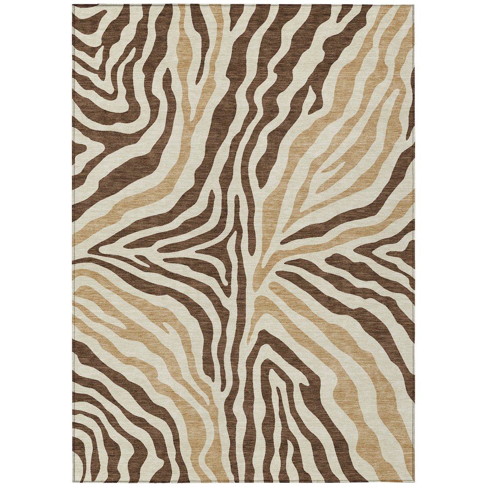 Machine Washable Indoor/Outdoor Chantille ACN2523 Brown 8' x 10' Rug. Picture 1