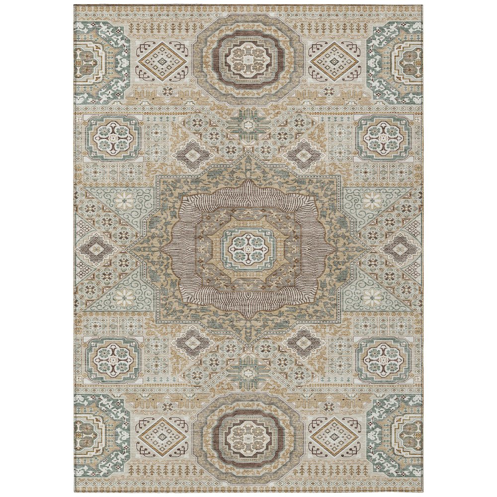 Machine Washable Indoor/Outdoor Chantille ACN2525 Brown 8' x 10' Rug. Picture 1