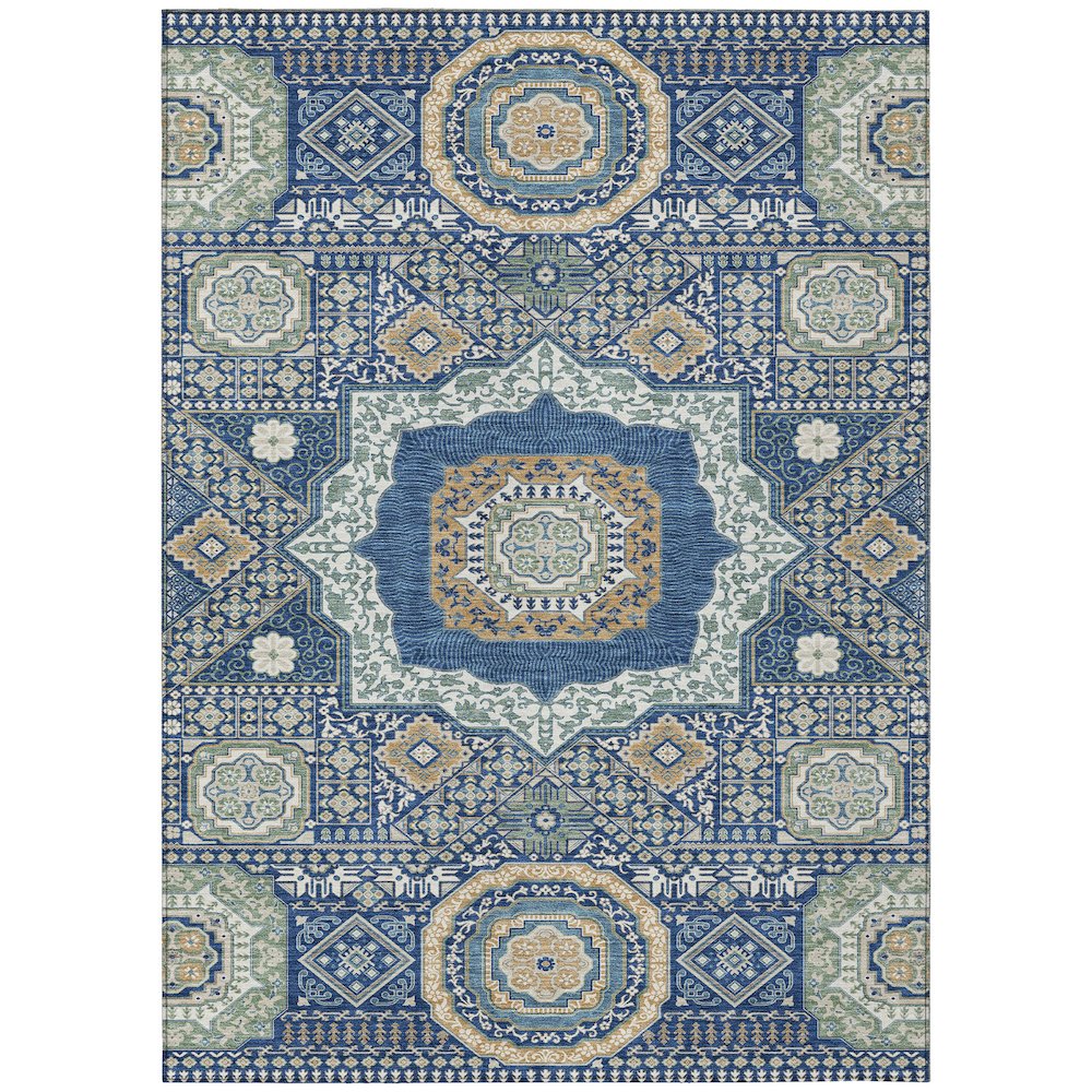 Machine Washable Indoor/Outdoor Chantille ACN2525 Blue 8' x 10' Rug. Picture 1