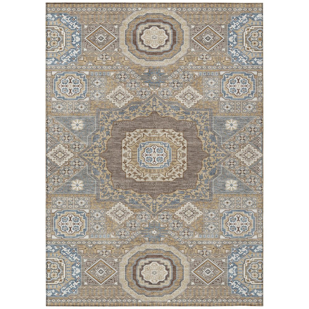 Machine Washable Indoor/Outdoor Chantille ACN2525 Brown 8' x 10' Rug. Picture 1
