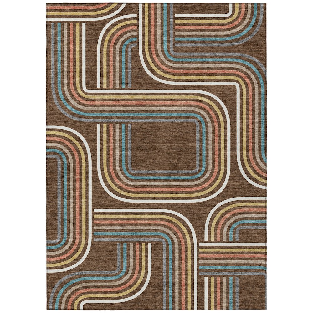 Machine Washable Indoor/Outdoor Chantille ACN2535 Brown 8' x 10' Rug. Picture 1