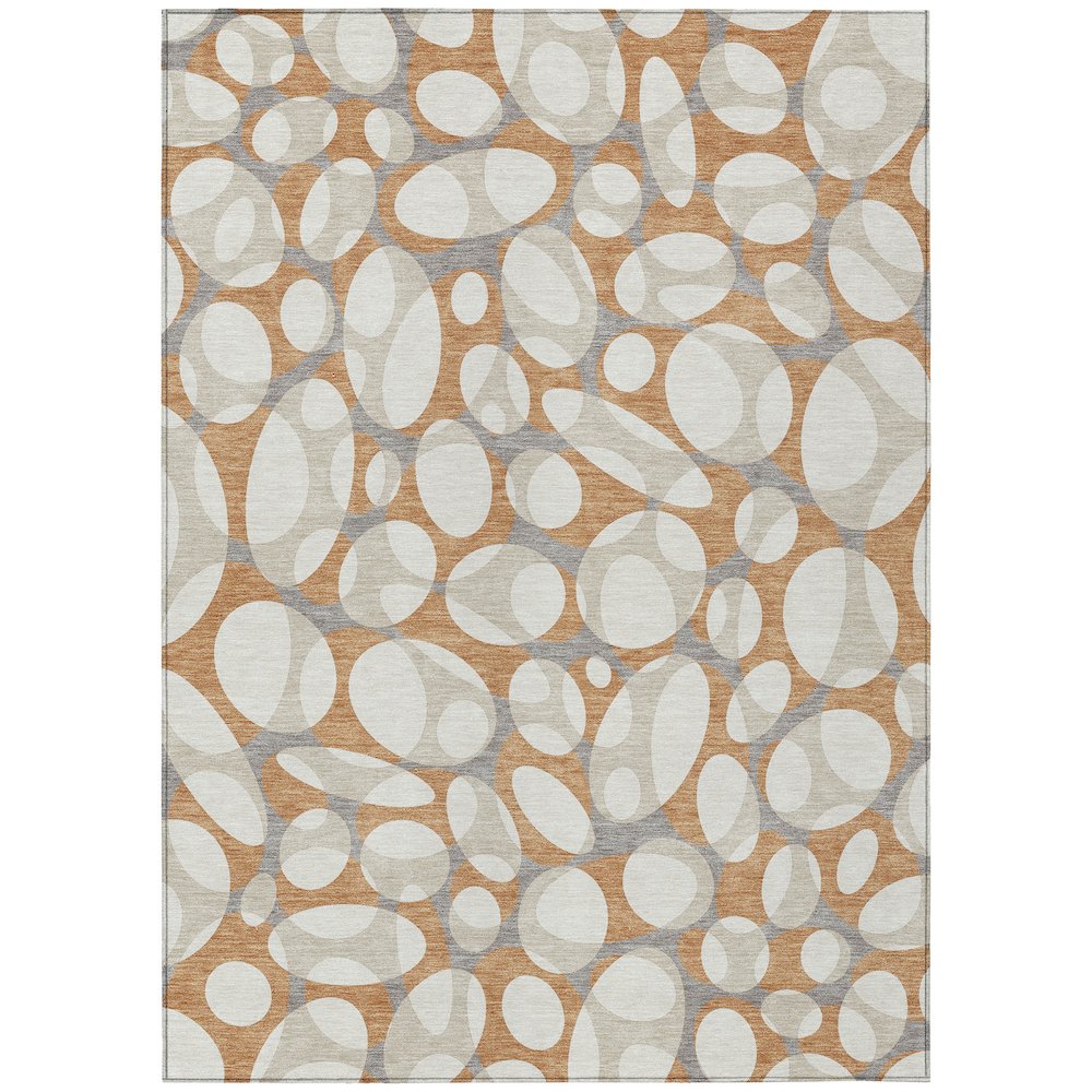 Machine Washable Indoor/Outdoor Chantille ACN2536 Orange 8' x 10' Rug. Picture 1