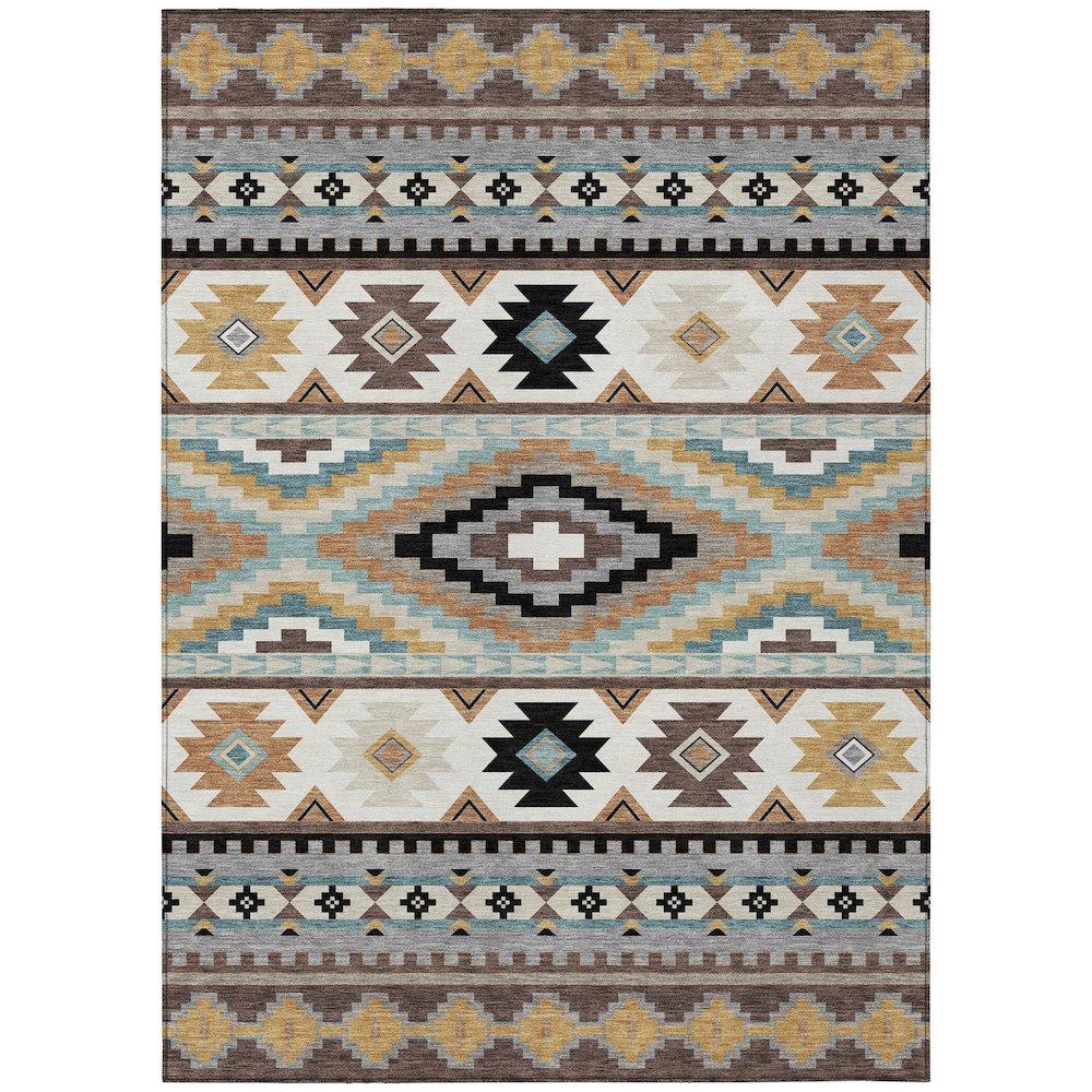 Machine Washable Indoor/Outdoor Chantille ACN2539 Brown 8' x 10' Rug. Picture 1