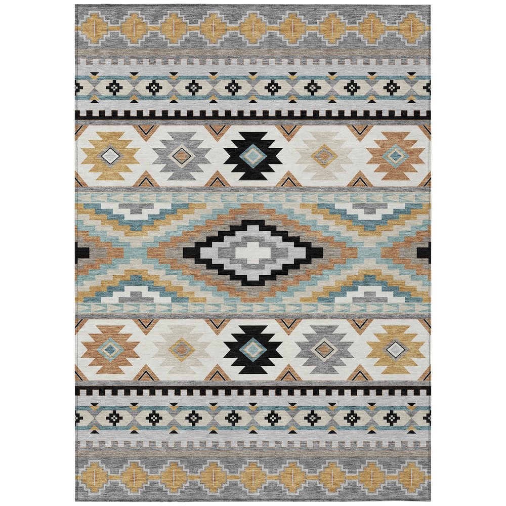 Machine Washable Indoor/Outdoor Chantille ACN2539 Gray 8' x 10' Rug. Picture 1