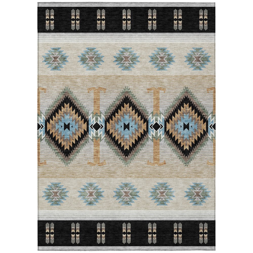 Machine Washable Indoor/Outdoor Chantille ACN2541 Black 8' x 10' Rug. Picture 1