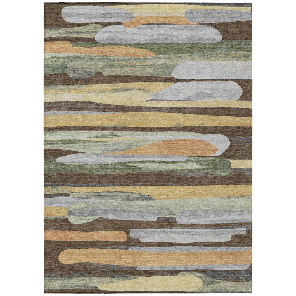 Machine Washable Indoor/Outdoor Chantille ACN2542 Brown 8' x 10' Rug. Picture 1