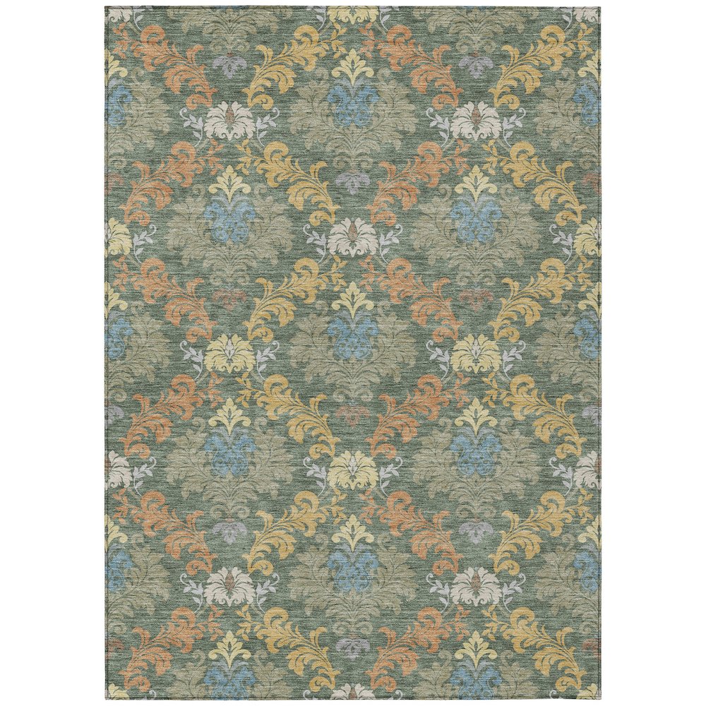 Machine Washable Indoor/Outdoor Chantille ACN2544 Green 8' x 10' Rug. Picture 1
