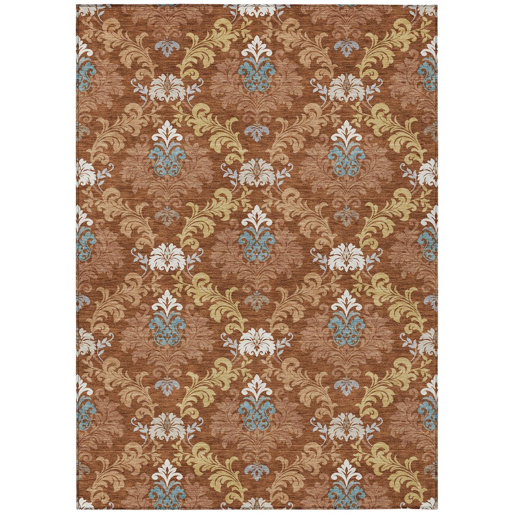 Machine Washable Indoor/Outdoor Chantille ACN2544 Orange 8' x 10' Rug. Picture 1