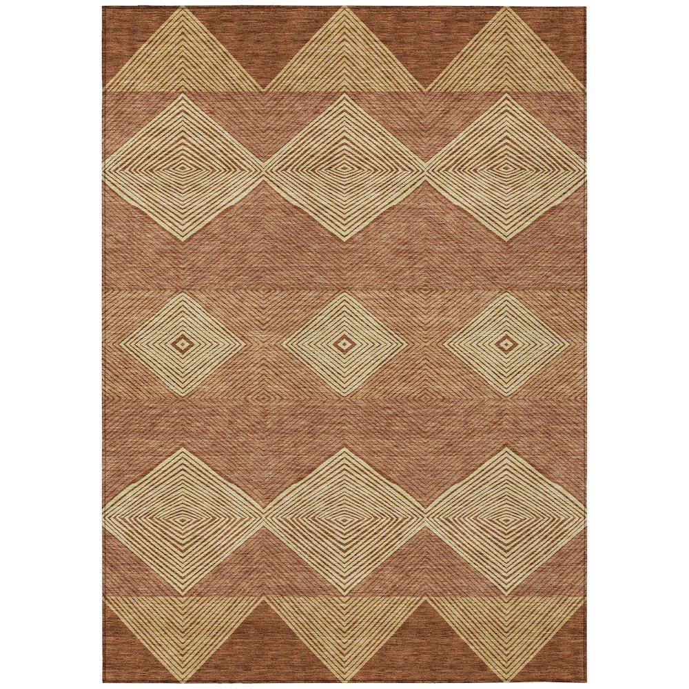 Machine Washable Indoor/Outdoor Chantille ACN2545 Orange 8' x 10' Rug. Picture 1