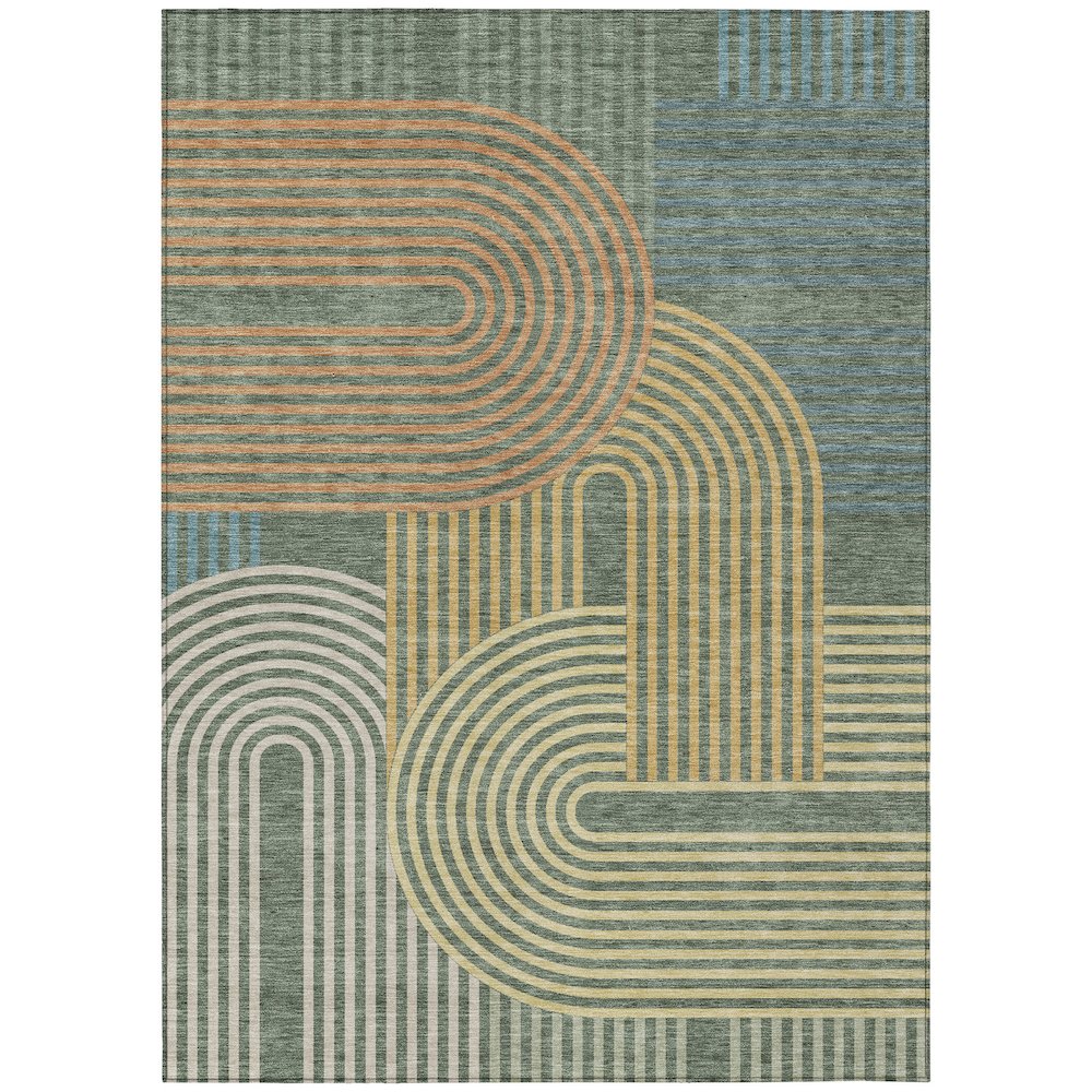 Machine Washable Indoor/Outdoor Chantille ACN2549 Green 8' x 10' Rug. Picture 1