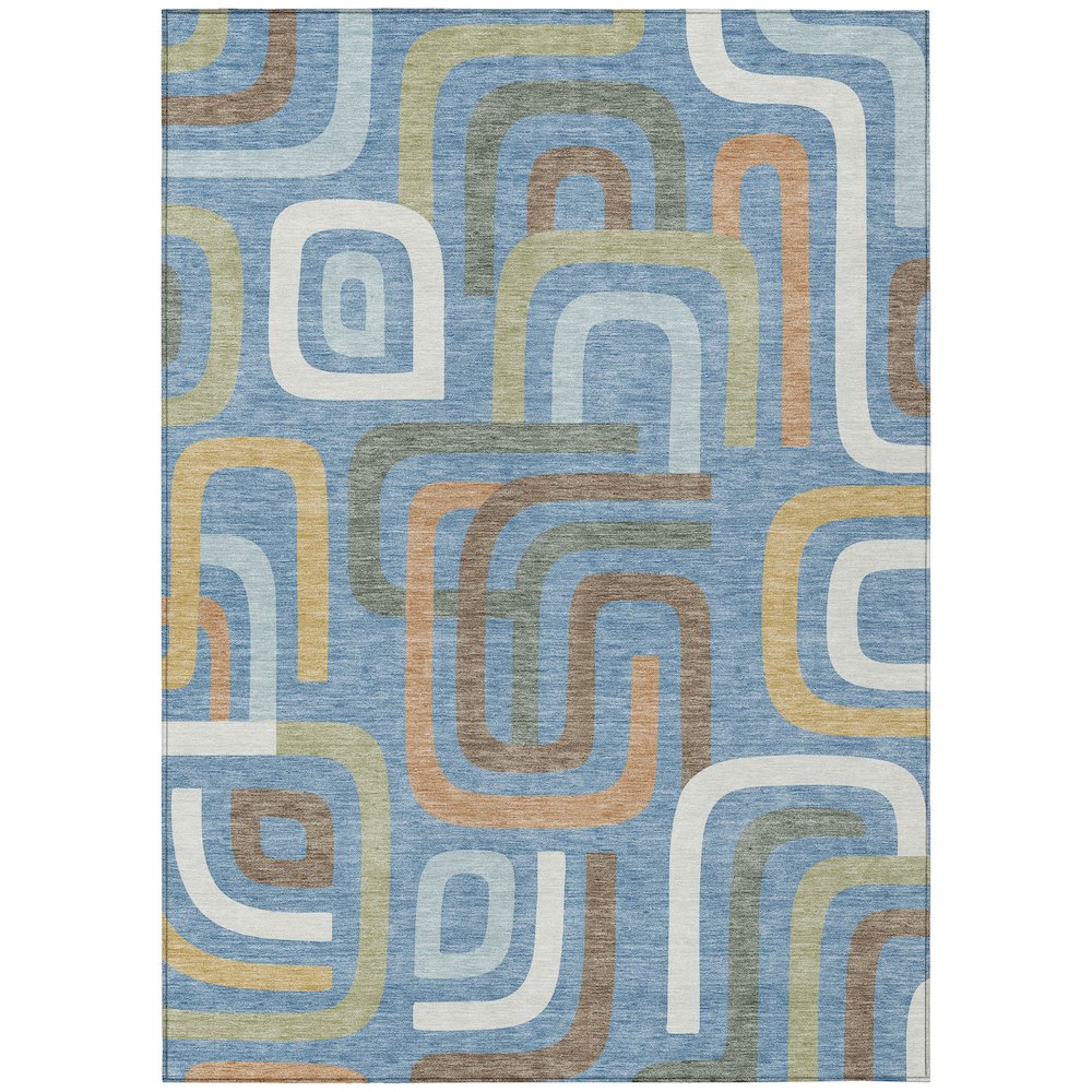 Machine Washable Indoor/Outdoor Chantille ACN2551 Blue 8' x 10' Rug. Picture 1