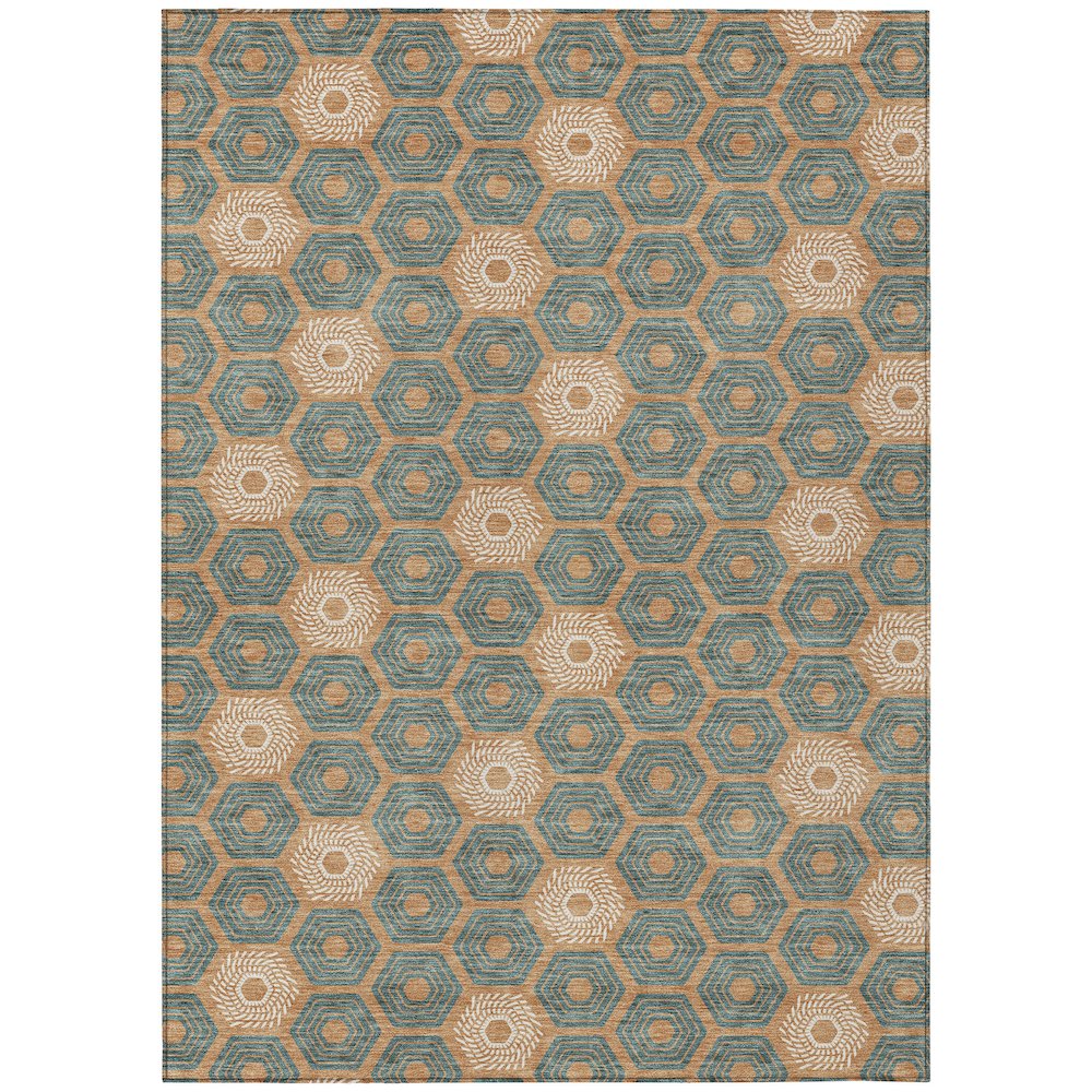 Machine Washable Indoor/Outdoor Chantille ACN2559 Orange 8' x 10' Rug. Picture 1
