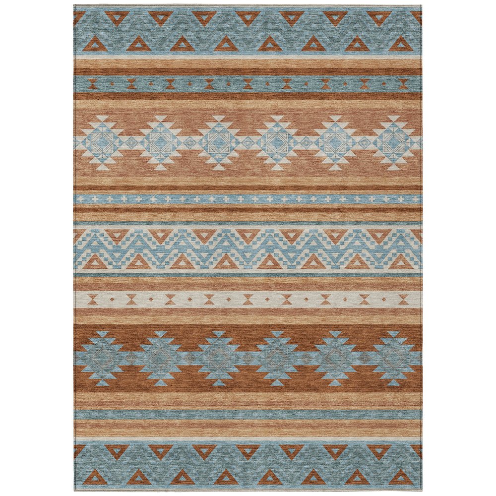 Machine Washable Indoor/Outdoor Chantille ACN2561 Orange 8' x 10' Rug. Picture 1