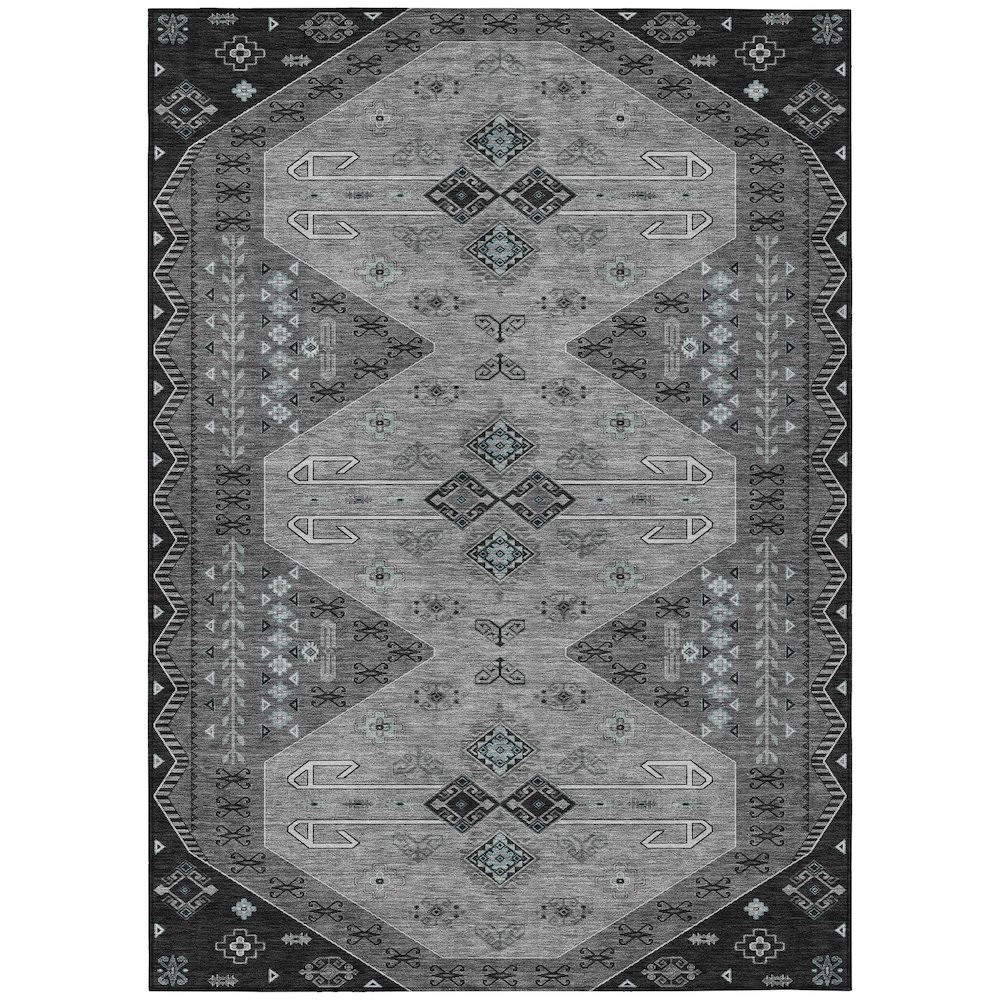 Machine Washable Indoor/Outdoor Chantille ACN2565 Gray 8' x 10' Rug. Picture 1