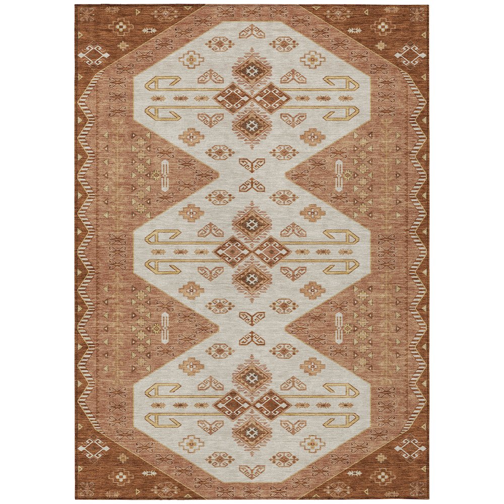 Machine Washable Indoor/Outdoor Chantille ACN2565 Orange 8' x 10' Rug. Picture 1