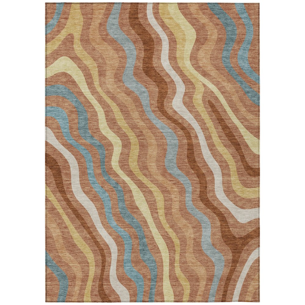 Machine Washable Indoor/Outdoor Chantille ACN2570 Orange 8' x 10' Rug. Picture 1