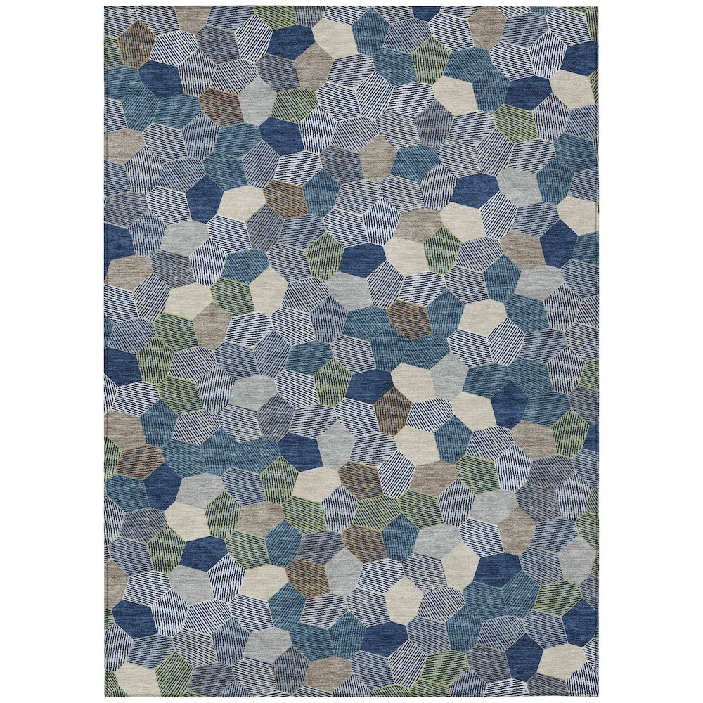Machine Washable Indoor/Outdoor Chantille ACN2573 Blue 8' x 10' Rug. Picture 1