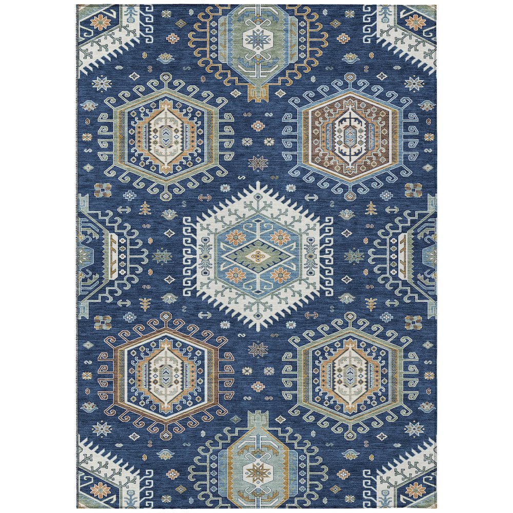 Machine Washable Indoor/Outdoor Chantille ACN2574 Blue 8' x 10' Rug. Picture 1