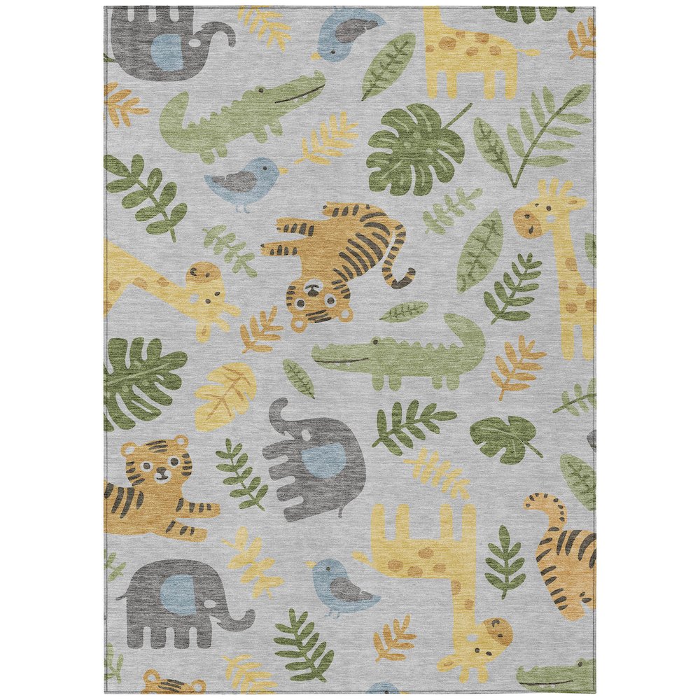 Machine Washable Indoor/Outdoor Chantille ACN2578 Gray 8' x 10' Rug. Picture 1