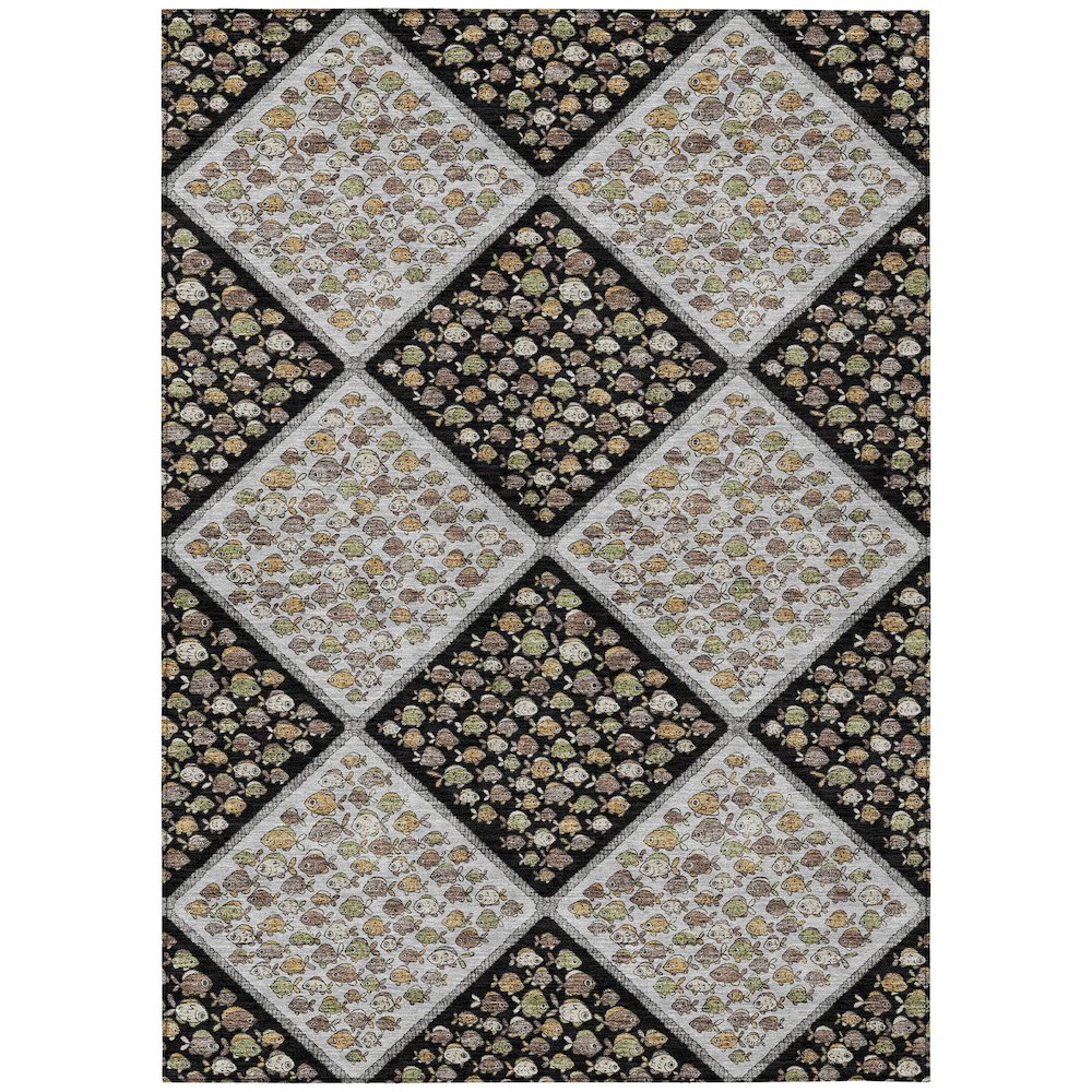 Machine Washable Indoor/Outdoor Chantille ACN2579 Black 8' x 10' Rug. Picture 1