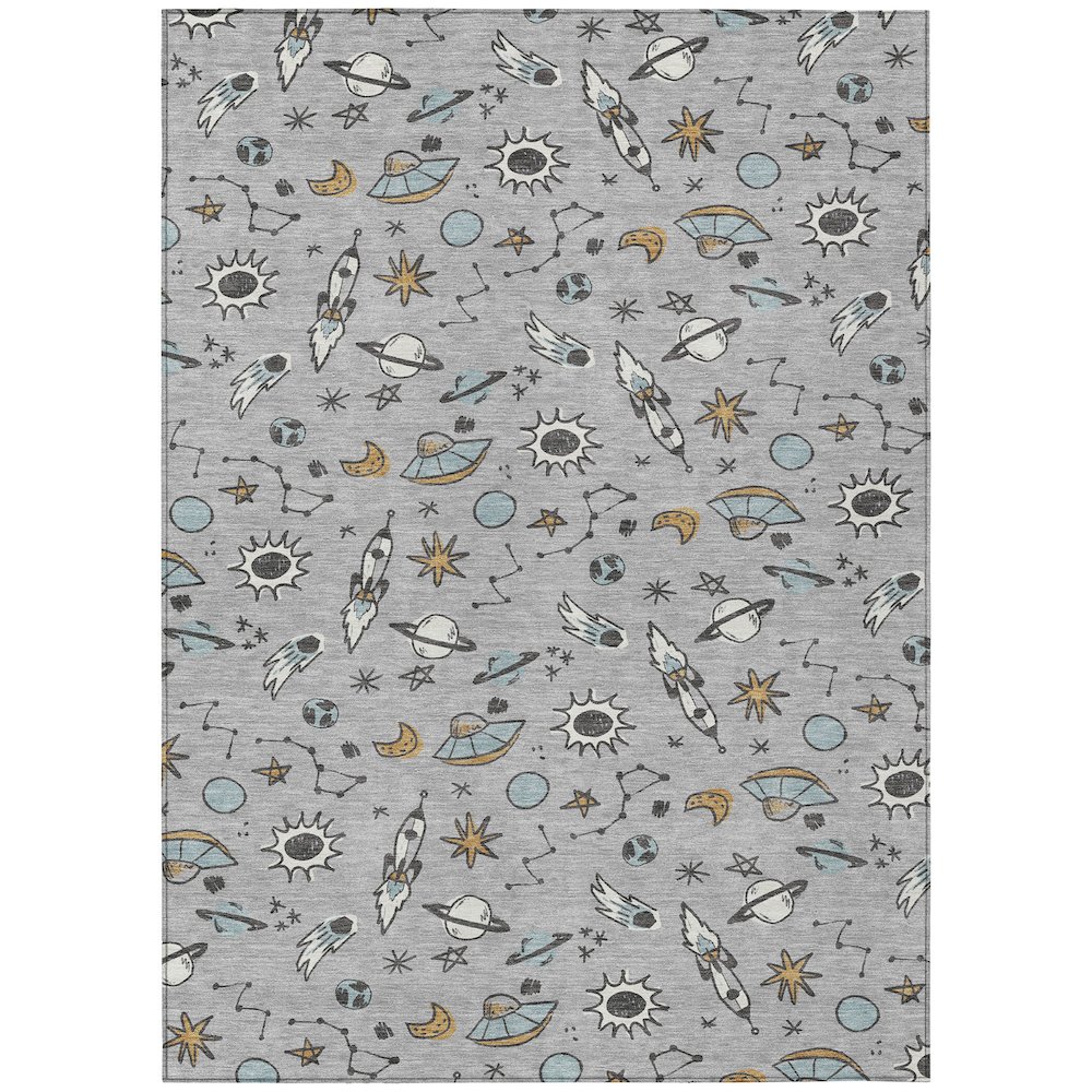 Machine Washable Indoor/Outdoor Chantille ACN2580 Gray 8' x 10' Rug. Picture 1
