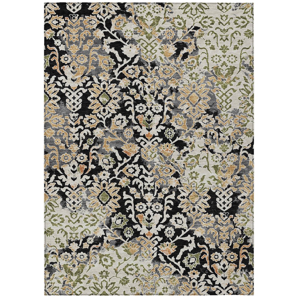Machine Washable Indoor/Outdoor Chantille ACN2584 Black 8' x 10' Rug. Picture 1