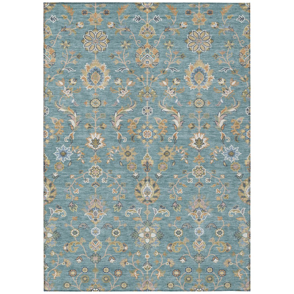 Machine Washable Indoor/Outdoor Chantille ACN2585 Teal 8' x 10' Rug. Picture 1