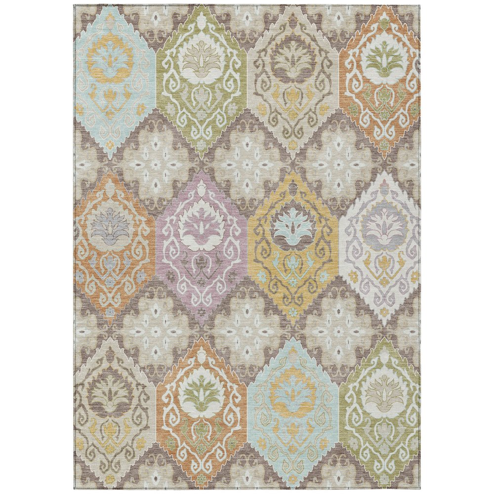 Machine Washable Indoor/Outdoor Chantille ACN2588 Brown 8' x 10' Rug. Picture 1
