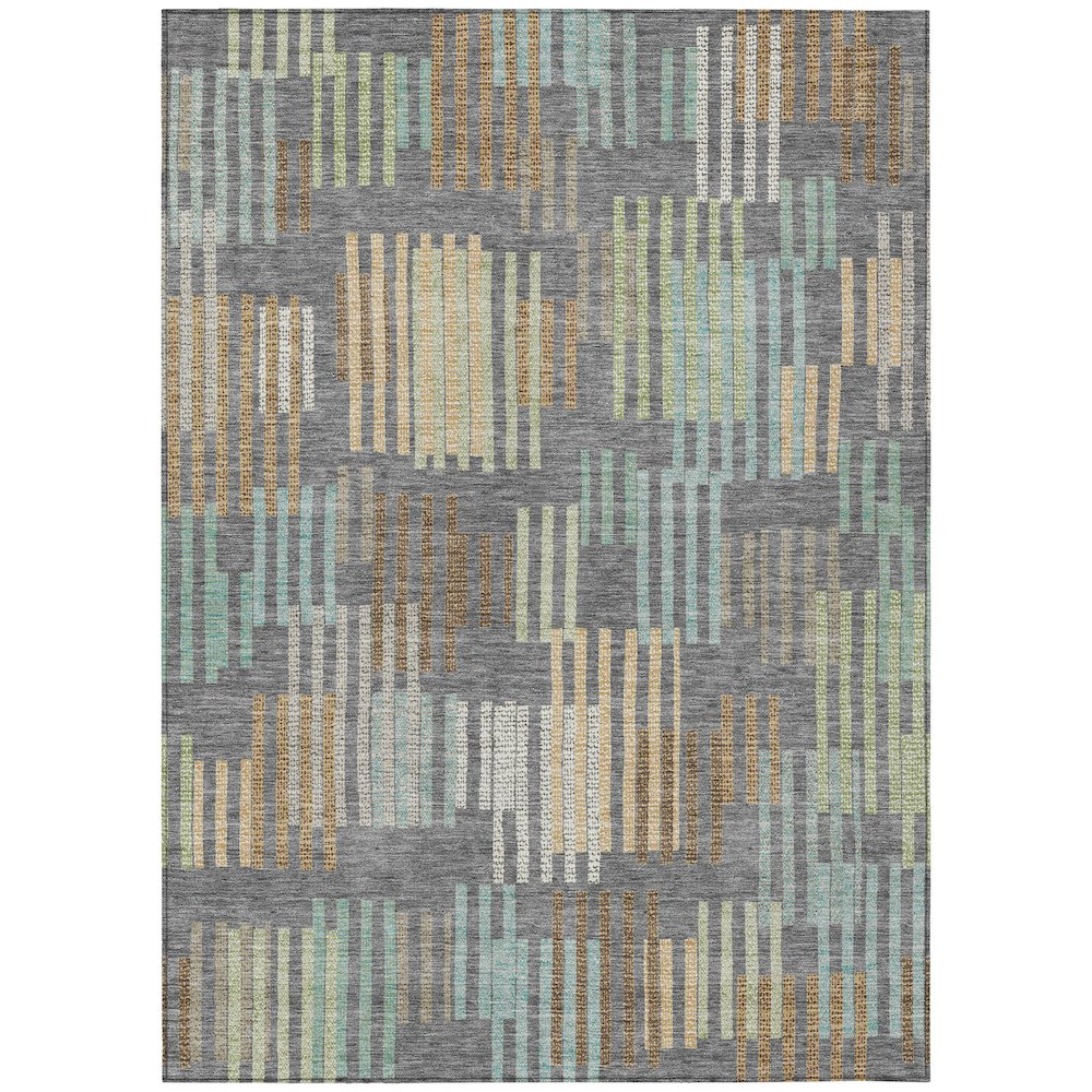 Machine Washable Indoor/Outdoor Chantille ACN2598 Gray 8' x 10' Rug. Picture 1