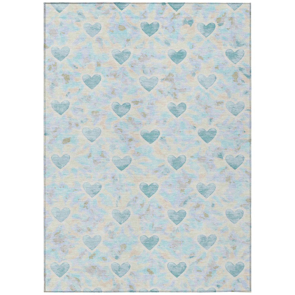 Machine Washable Indoor/Outdoor Chantille ACN2601 Teal 8' x 10' Rug. Picture 1