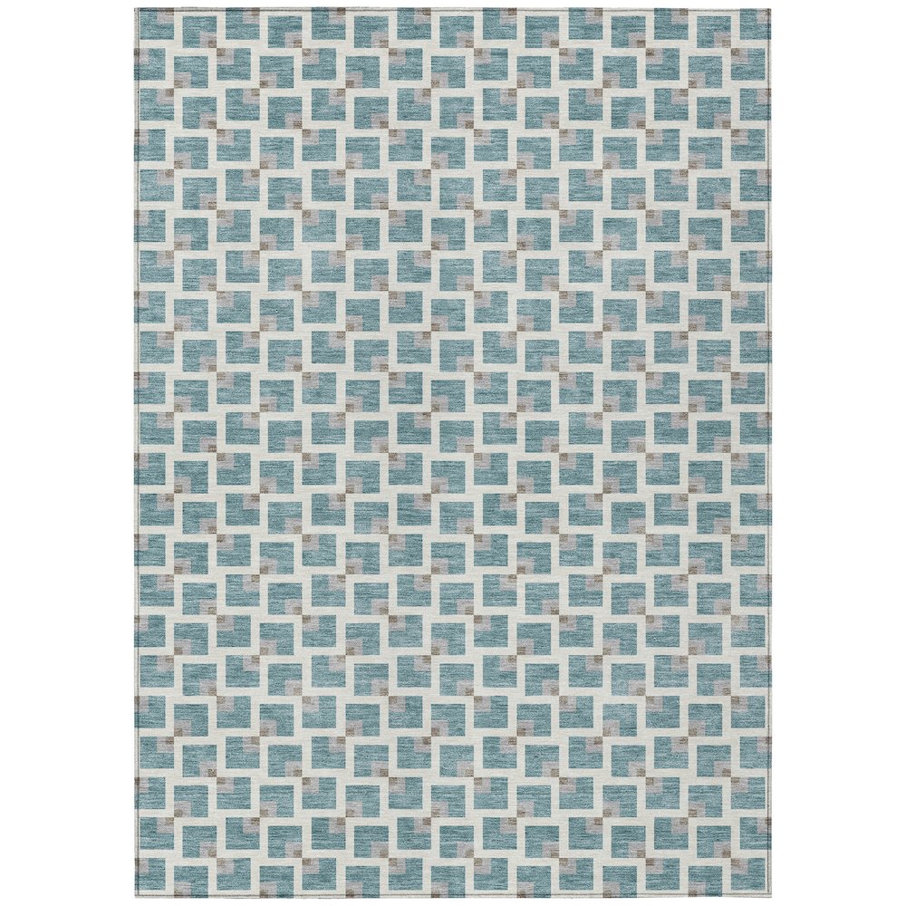 Machine Washable Indoor/Outdoor Chantille ACN2602 Teal 8' x 10' Rug. Picture 1