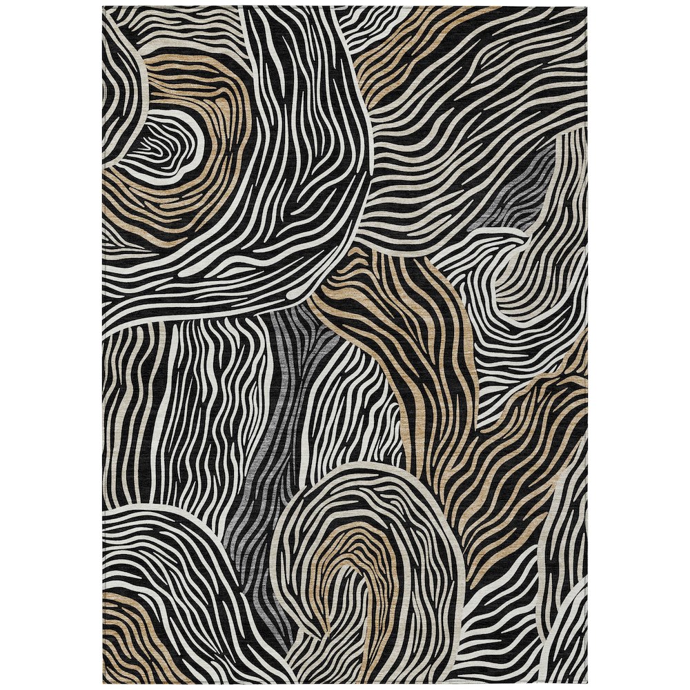 Machine Washable Indoor/Outdoor Chantille ACN2603 Black 8' x 10' Rug. Picture 1