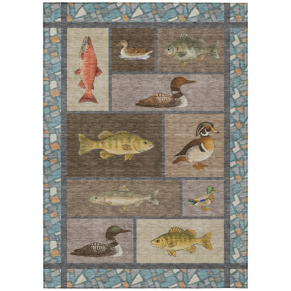 Machine Washable Indoor/Outdoor Chantille ACN2606 Brown 8' x 10' Rug. Picture 1