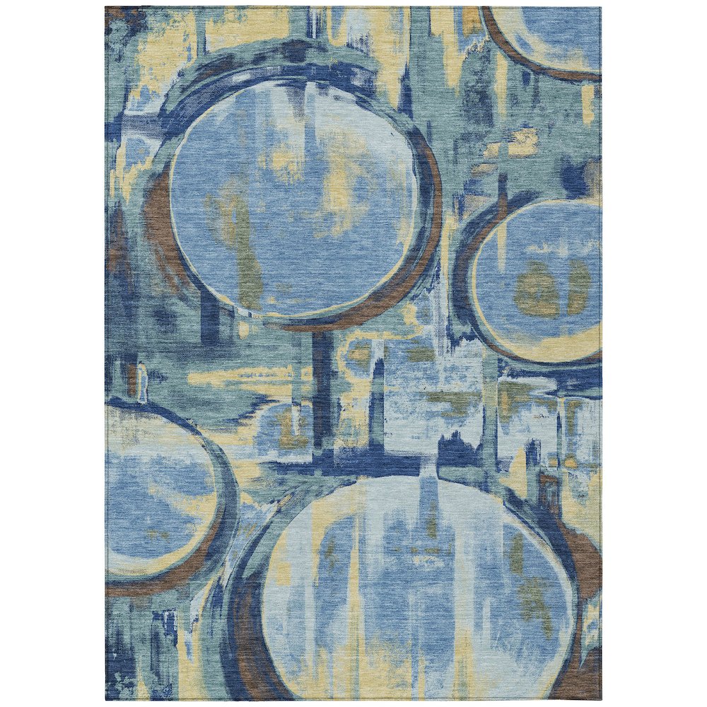 Machine Washable Indoor/Outdoor Chantille ACN2615 Teal 8' x 10' Rug. Picture 1