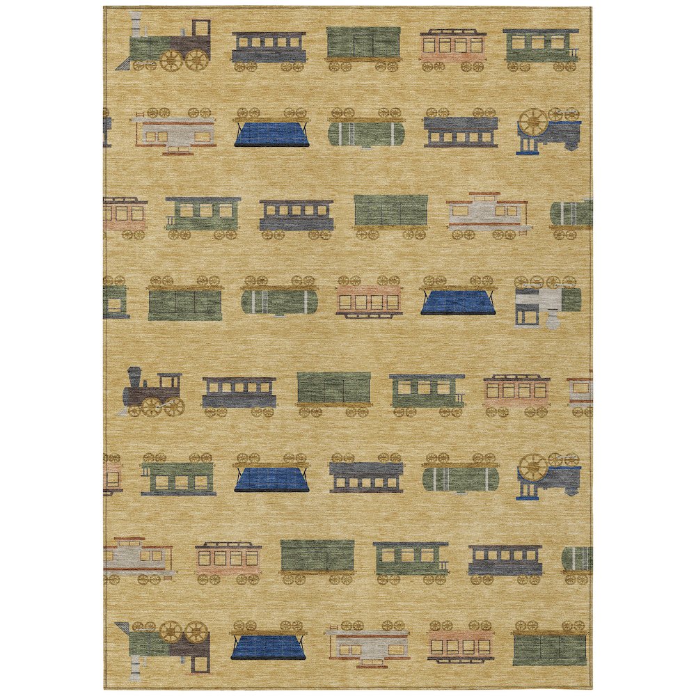 Machine Washable Indoor/Outdoor Chantille ACN2621 Gold 8' x 10' Rug. Picture 1
