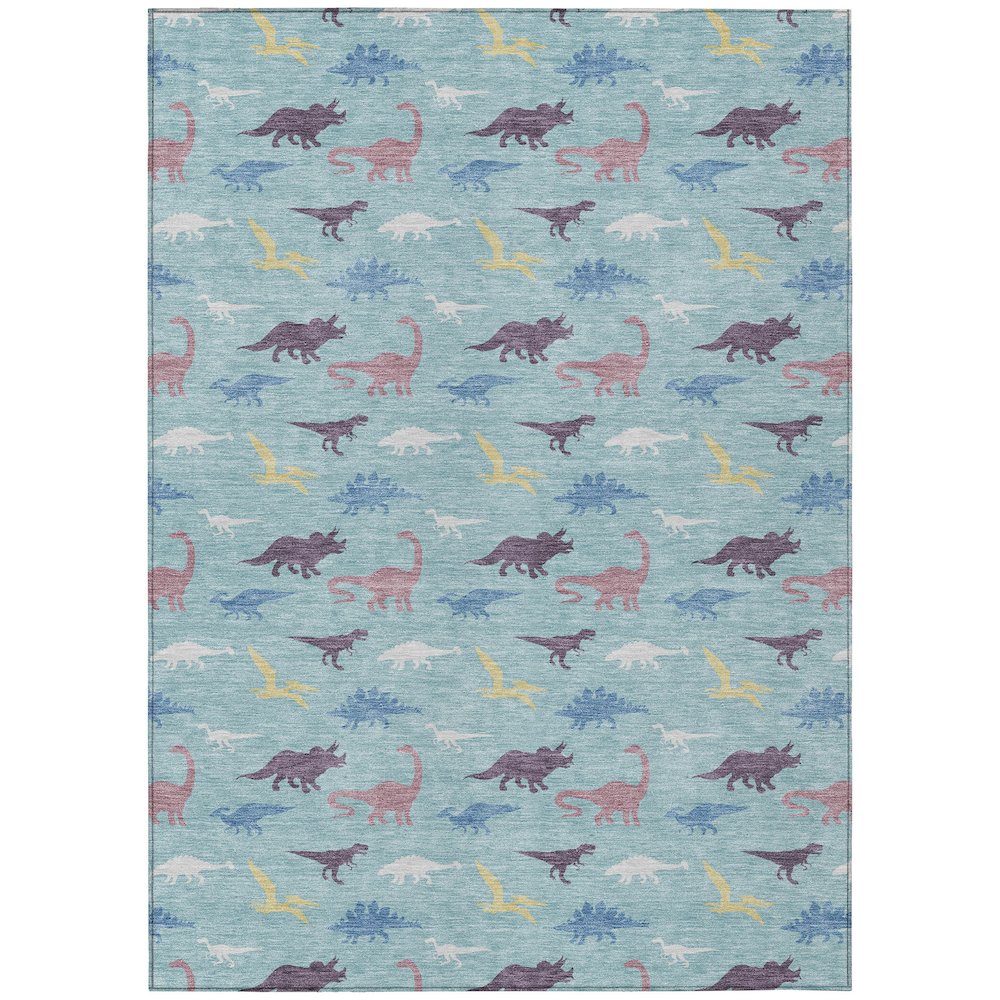 Machine Washable Indoor/Outdoor Chantille ACN2622 Teal 8' x 10' Rug. Picture 1