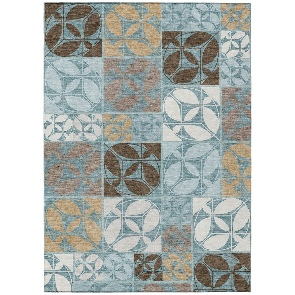Machine Washable Indoor/Outdoor Chantille ACN2626 Teal 8' x 10' Rug. Picture 1