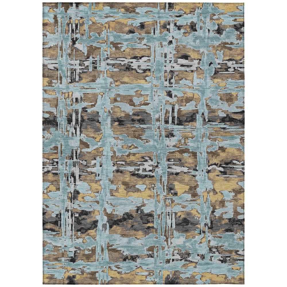 Machine Washable Indoor/Outdoor Chantille ACN2627 Teal 8' x 10' Rug. Picture 1